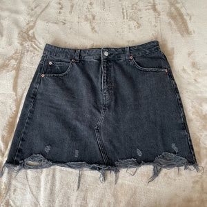 TOPSHOP Distressed Denim Skirt